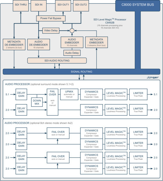 C8492B SDI Interface and Level Magic™ processor - Processing Block Diagram